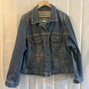 Old Navy Jean Jacket Womens Plus 2X Denim Coat XXL Blue Trucker Button Up